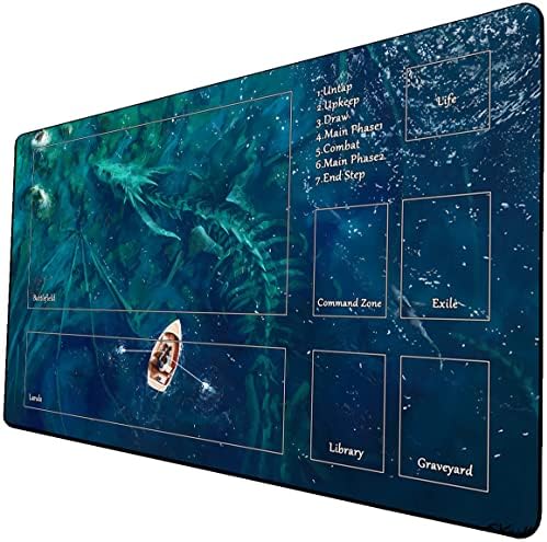 MTG Playmat, Game Play Mat for MTG TCG 24 x 14 inches Trading Card Inked Game Playmats with Storage Bag Smooth Rubber Surface Battle Game