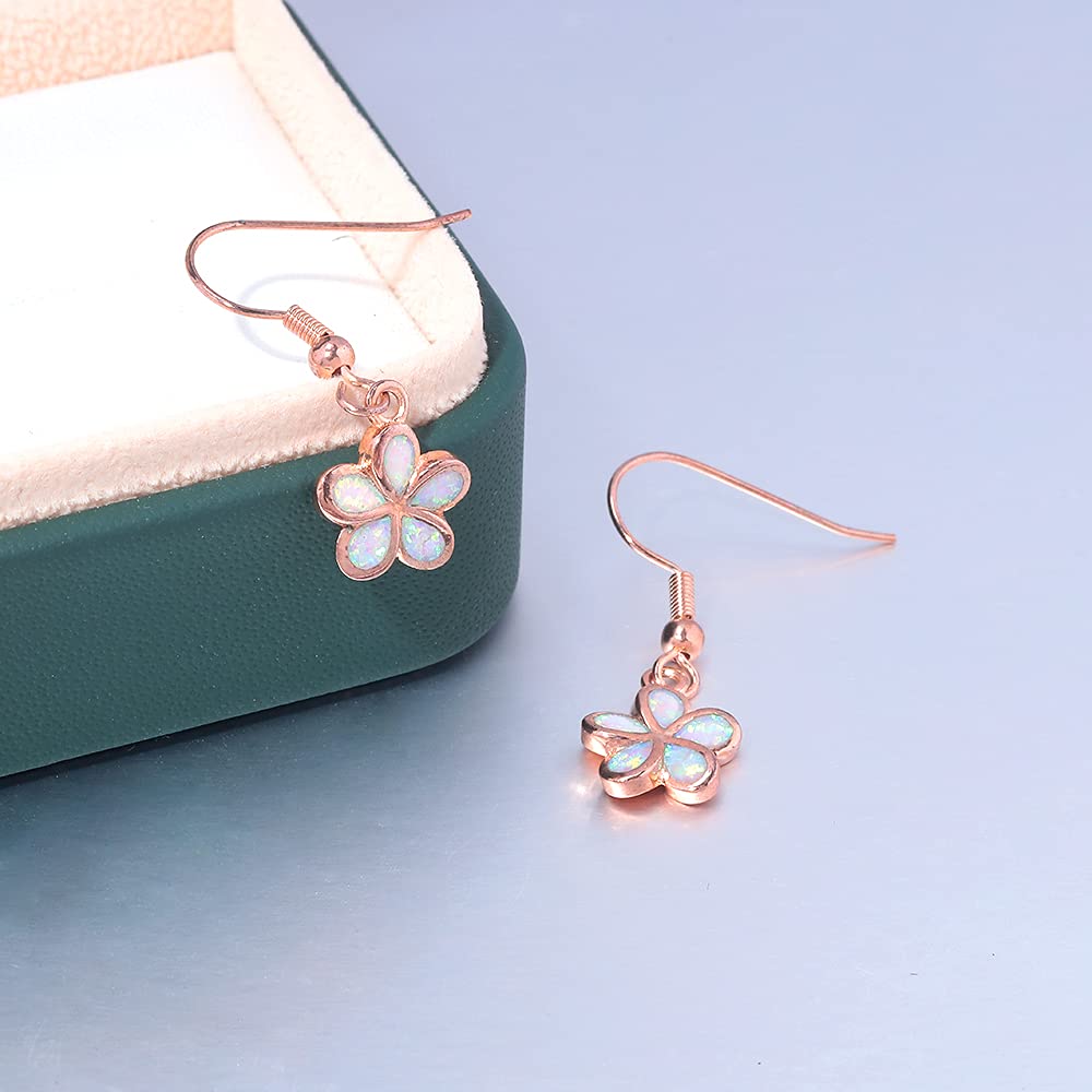 CiNily Rose Gold Plated Flower Dangle Drop Earrings Opal Earrings for Women