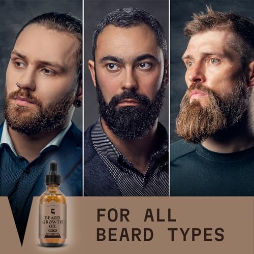 Striking Viking Beard Growth Oil with Biotin - 2 Fl Oz, 1 Pack, Sandalwood - Thickening, Conditioning Biotin Beard Growth Serum for Men with Argan & Jojoba Oil - Facial Hair Serum for Men