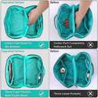 Stoney Clover Preppy Makeup Bag, Large Capacity Travel Cosmetic Bag, Chenille Letter Open Flat Nylon Bag, Mint