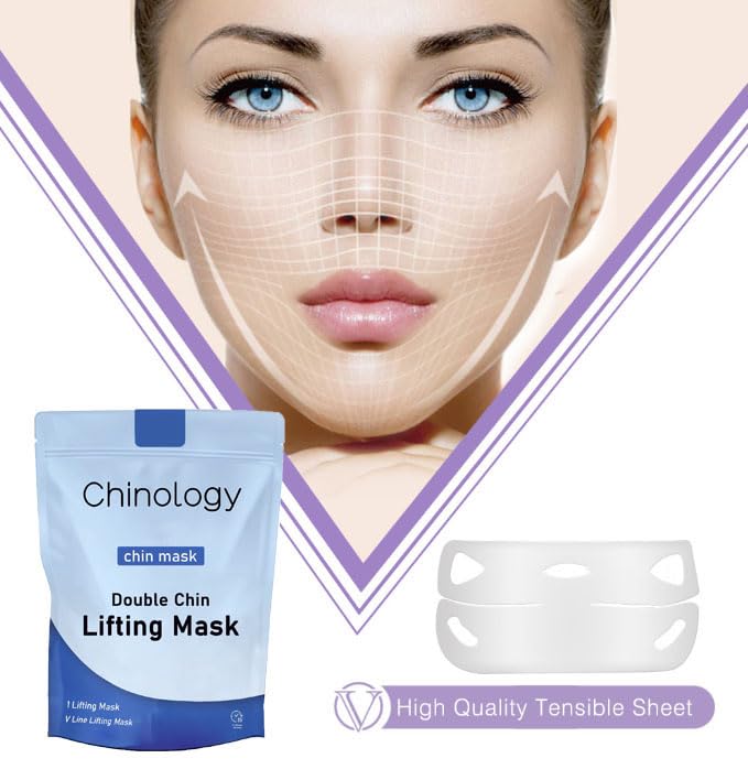 Chinology Double Chin Lifting Mask, Double Chin Reducer, Jawline Firming Mask for Face and Neck for Tightening and Firming (3 PCS)