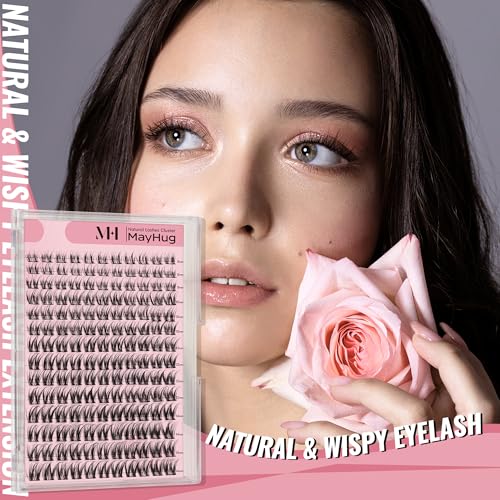Natural Lash Clusters - 154PCS Cluster Eyelash Extensions, 8-14mm Mixed Individual Lashes, Comfortable Eyelash Clusters with Thin Band, Individual Lash Clusters Easy to Apply (Realistic)