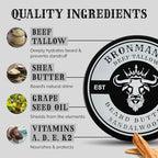 Beef Tallow Beard Butter for Men - 4oz - Hydrating Sandalwood Beard and Skin Balm with Shea Butter - Deeply Moisturizing Tallow