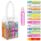 Expressions 12pc Roll On Lip Gloss Set with Carrying Case, Glossy Lip Make-up for Kids and Teens - Fruity Flavors, Non Toxic, Kid Friendly, Party Gift, Best Friends