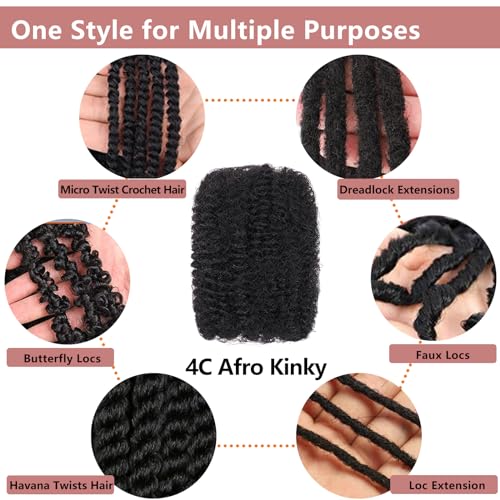 Xtrend 16 Inch 3 Bundles 90g Natural Black Afro Kinky Curly Braiding Bulk Hair For Mini Braiding Twists ，Afro Kinkys Bulk Synthetic Hair For Micro Spring Twist，Dreadlock Extensions Repair Locs Women