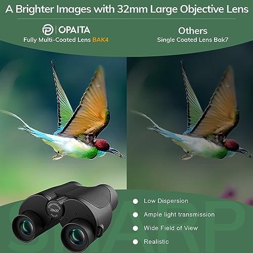 Compact Binoculars for Adults High Powered - OPAITA 20x32 Small Binoculars for Adults Kids with Low Light Vision for Hunting Cruise Ship Travel Concert Hiking