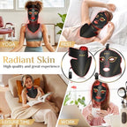 Red Light Therapy Mask Set, Five-Level Brightness Adjustment for Face and Neck, 630nm Infrared Light + 850nm Near-Infrared Light Mask Phototherapy, Portable Mask with Power Storage, Black