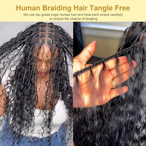 Human Braiding Hair for Boho Braids 100% Human Hair Braiding Hair 100g With 2 Human Hair Bundles For Braiding No Weft Human Braiding Hair for Boho Micro Box Braids
