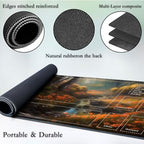 for MTG Game Playmat, for Magic TCG Rubber Play mat,Tabletop Card Playmats with Smooth Surface,Trading Card Inked Game Mat with Zones,Battle Game,Unmanned Forest