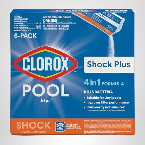 Clorox® Pool&Spa™ Shock Plus, for Crystal Clear Swimming Pool Water, Swim-ready in 15 minutes, Suitable for vinyl pools (6-Pack)