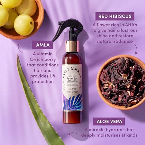 Fable & Mane Leave In Conditioner, 4.7 Fl Oz - Maha Mane Detangler Spray, Silicone-Free Leave In Conditioner for Dry Damaged Hair, Heat Protectant for Hair