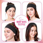 Styla Hair Headbands for Women Stretch Fashion Headbands 10 Pack Non-Slip Head Wraps Great for Spa, Sports, Yoga, Pilates, Running, Gym Headband, Workouts (Black)