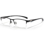 ANRRI Blue Light Glasses for Men Semi Rimless Rectangle Black Metal Frame UV Blocking Computer Glasses