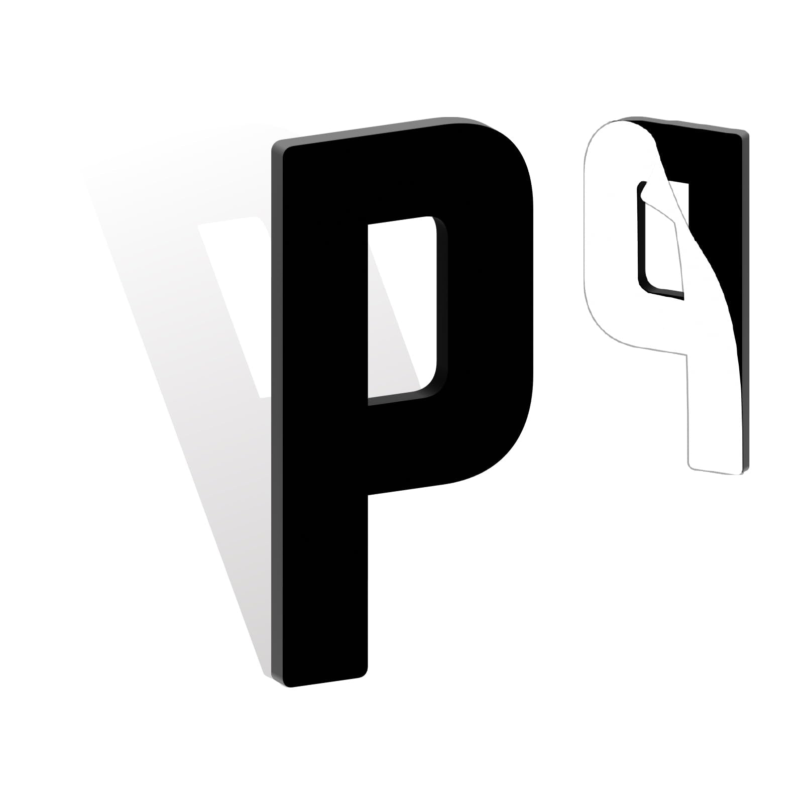 10 Inch Self Adhesive House Numbers, Acrylic Modern House Address Numbers and Letters, Black Adhesive Mailbox Door Number Letters for Office Hotel Apartments Outside (P)