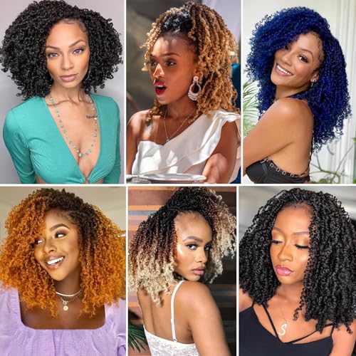 COOKOO 8 Inch Pre Looped Yanky Twist Crochet Hair 8 Packs Short Yanky Passion Twist Hair Bohemian Yanky Twists Crochet Hair Fluffy Mini Twist Crochet Hair Pre-twisted Curly Crochet Braiding Hair