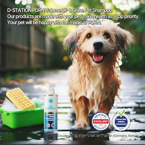PDRN Volume Up & Shine Pet Shampoo - Contains PDRN & Manuka Honey - Enhances Skin Health, Moisturizes, Relieves Itching, Prevents Odor, Enhances Volume, and Gives Coat Shine for Dogs and Cats. 10.1 oz