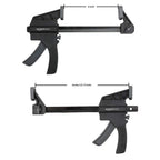 Amazon Basics 6-Piece Easy-to-Use One-Handed Trigger Clamp Set, 2 Pack of 4-inch, 4 Pack of 6-inch, Black/Grey