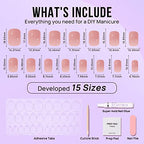 Press On Nails Short - BTArtbox Glue On Nails with Nail Glue, Reusable Stick On Nails, Nude Square Press On Nails in 15 Sizes - 30 Soft Gel Fake Nails Kit, Caramel