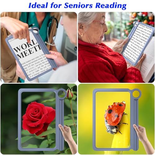 NZQXJXZ 30X 6X Reading Magnifier for Seniors Large, Large and Lightweight Magnifying Glass, Full Book Page Viewing Area, Perfect Handheld Magnifier for Reading Small Prints and Low Vision,Blue