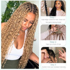 Human Braiding Hair for Boho Braids Human Hair Braiding Hair 100g 24 Inch Curly Boho Hair for Braiding Knotless Water Wave Bulk Human Hair for Braiding 2 Bundles/Pack Honey Blonde Human Hair Bulk