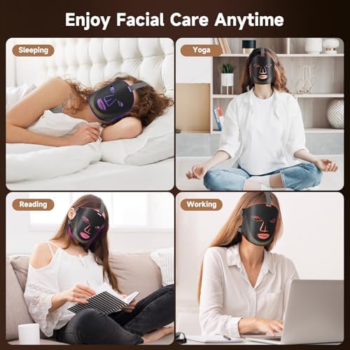 Red Light Therapy for Face, 4 Modes Led Face Mask Light Therapy with Timer Function, Near-Infrared 850 Mask with 180 LED Beads for Home and Travel Skin Care