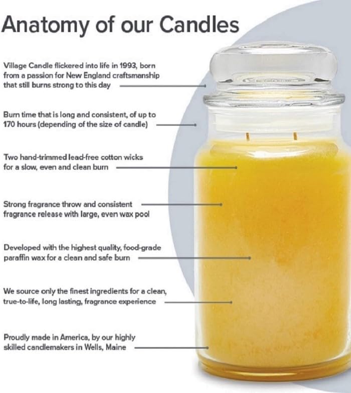 Village Candle Spiced Vanilla Apple Large Apothecary Jar Candle, 21.25 oz | Dual lead-free wicks for even burn; Warm spiced apple & vanilla notes; Longer-lasting, consistent fragrance; Made in the USA
