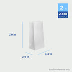 Karat 2lb Paper Lunch Bags - White, 2,000 Count - Versatile Paper Bags for Small Business, Snacks, Popcorns or Party Favor - Sturdy, Self-Standing, Reusable