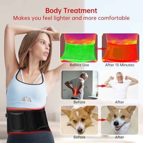 Red Light Therapy for Body, 660nm&850nm Red Light Therapy Belt, 5 Gears 9 Timers Remote Control, Near Infrared Light Therapy Belt Wrap with Pulse for Back Waist Muscle Pain Relief