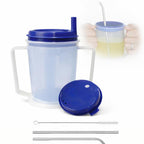 ADAPTIVE UTENSILS Adult sippy cups for elderly spill proof with straw Adult sippy cup for elderly spill proof | Spill proof cup | Set of 5 pcs with stainless steel straws and dishwasher
