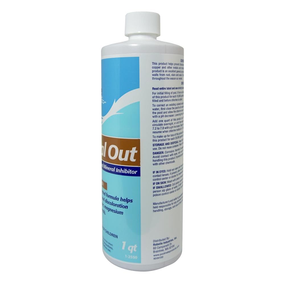 Pool Mate 1-Quart Concentrated Metal Out Stain and Mineral Inhibitor, Pool Metal Remover, Stain Remover, Made in USA