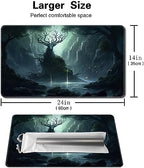 MTG Playmat Size 24x14in Free Storage Bags Non-Slip Backing, Ideal for Card Game Enthusiasts TCG Playmat (The Power of The Forest-No Deck)