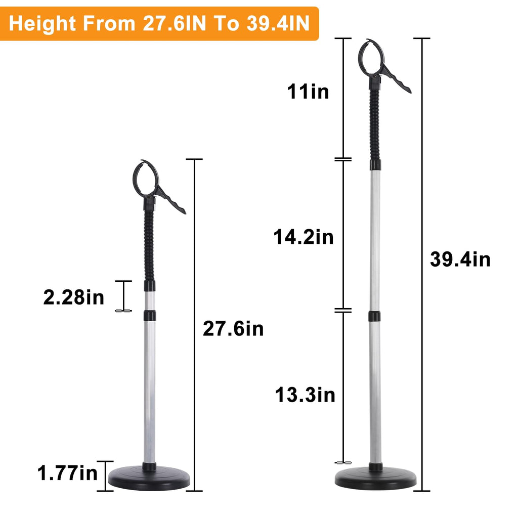 Erytlly Hair Dryer Stand Hands-Free Adjustable 360-Degree Rotating Blow Dryer Stand Hands-Free Metal Hair Dryer Holder Stand for Bathroom, Vanity, Makeup Room New Model Equipped with Two Collets
