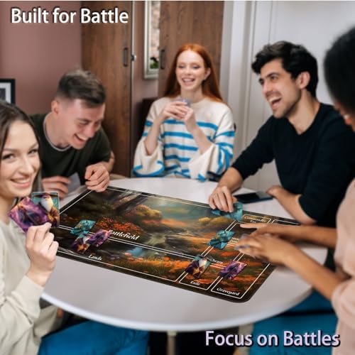 for MTG Game Playmat, for Magic TCG Rubber Play mat,Tabletop Card Playmats with Smooth Surface,Trading Card Inked Game Mat with New Zones,Battle Game,Unmanned Forest