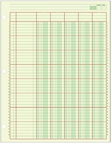 Adams Columnar Analysis Pad, 5 Column Ledger, 8.5" x 11", 100 Pages (50 Sheets), Green, 3 Hole Punch, for Accounting, Bookkeeping & Data (ACP85115)