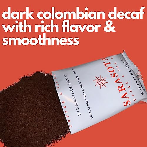 Sarasota Coffee Ground Packets | Gourmet Decaf Medium-Dark Roast Ground Coffee Packs | Decaf | Low Acid Mold Free Individual Single Pot Pouches for 12 Cup Coffee Maker | 2 Ounce Bags, 12 Count