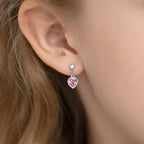 In Season Jewelry CZ Dangle Heart Kids Earrings - 925 Sterling Silver Hypoallergenic Earrings for Girls with Secure Screw Backs - Safe & Comfortable for Toddlers, Kids & Little Girls, Pink