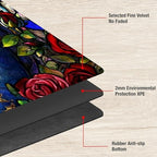 Playmats for Magic: The Gathering MTG Card Game Mat Plus 50 Pcs Card Sleeves, 24 x 14 inch TCG Mat with Stitched Edge for Commander Deck Duskmourn Board Game, Heiress Beast Red Rose