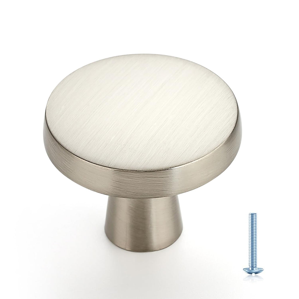 Ravinte 15 Pack Solid Single Hole Kitchen Round Cabinet Knobs Brushed Nickel Pulls Drawer Knobs Kitchen Cabinet Hardware Handles