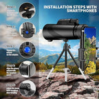 10x42 High-Powered Monocular for Adults - Military Grade Compact Monocular Telescope with Tripod, Lightweight & Waterproof Design&BAK4 Prism for Bird Watching, Hiking andWide Field of View