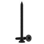 Wood Screws 2 Inch, 70 PCS FIXLINK Premium Flat Head Phillips Black Wood Screws, Self Tapping Electrophoresis Used in Indoor Furniture, Woodworking (#8 x 2)
