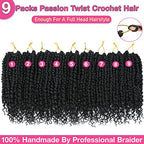 9 Pack Passion Twist Crochet Hair 10 Inch Pre-twisted Passion Twist Hair Pre Looped Boho Crochet Braids Hair for Women Girls and Kids (10Inch,1B)