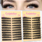 Fluffy Cat Eye Individual Lashes 80D+100D Volume Cluster Eyelash Extensions D Curl Lash Clusters 10-18mm Eyelash Clusters 380pcs Light & Right Cluster Lashes Thick Lash Extension Easier to Use