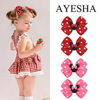 Ayesha 8pcs Mouse Ears Bow Clips for Toddler Girls Mouse Hair Bows Hair Clips Polka Dot Bows for Birthday Parties Themed Parks