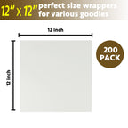 CAMKYDE Deli Paper Sheets 12" X 12" 200PK, Grease Proof Sandwich Wrapping Paper (White)
