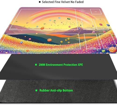 MTG Playmat with Zones Magic Card Playmat Game Mat,TCG & CCG Card Games Mat with Free Storage Bags Size 24 x 14 Inches (with Zones,Sun2)