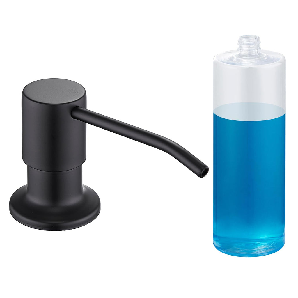 Soap Dispenser for Kitchen Sink Matte Black, Lotion Dispenser for Kitchen Sink Stainless Steel Sink Soap Dispenser 17 OZ Bottle Built in Design Refill from The Top