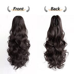 Pony Tails for Women Claw Clip Ponytail Extension Wavy 20" Synthetic Clips in Ponytails Hair Extensions Wigs Fluffy Hairpieces for Wedding Party Daily Use 6 Oz Darkest Brown