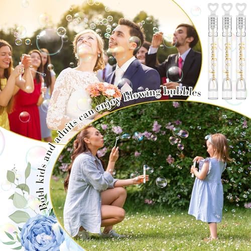60 Count Wedding Mini Bubble for a Wedding Wands Bulk Heart Bubble Wand for Guests Send Off Party Supplies Valentine Anniversaries Celebration (Thank You)