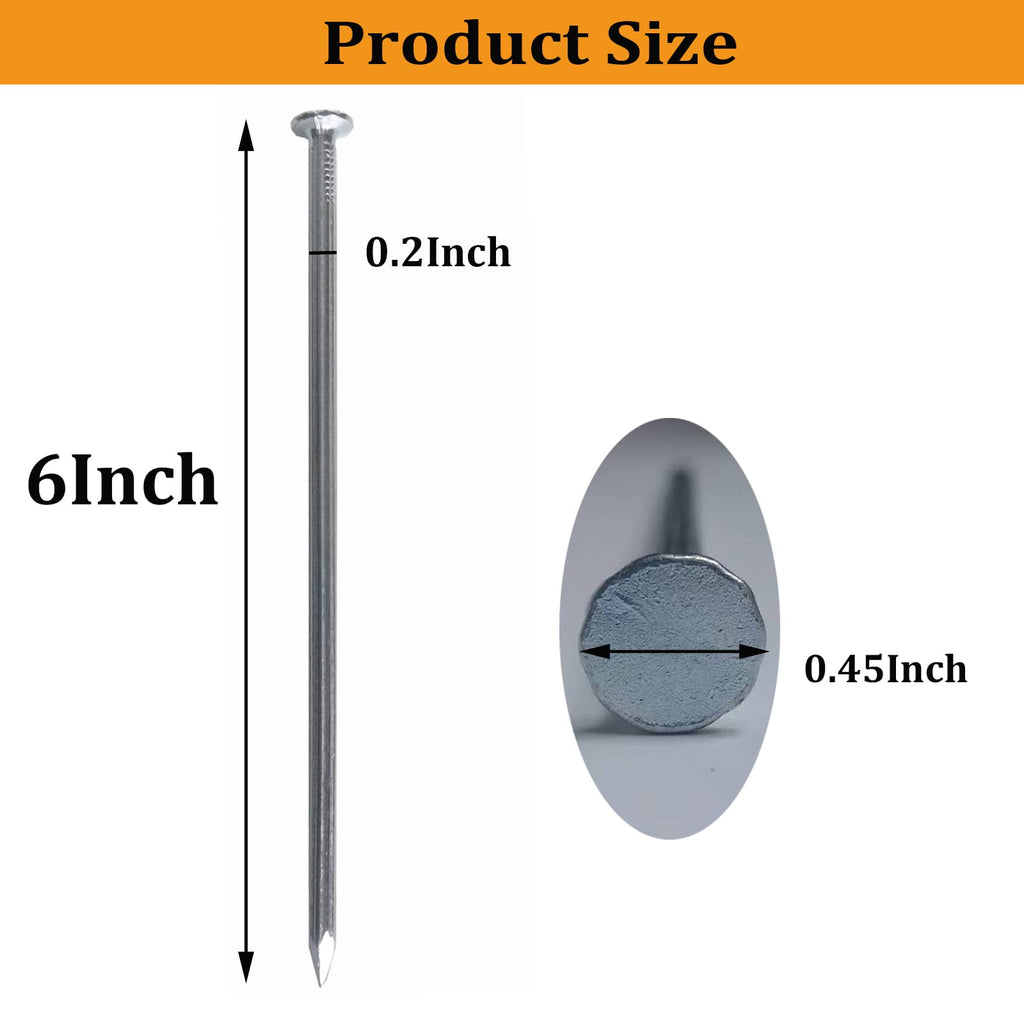 Metal Stakes, 6 Inch 144 Pcs Galvanized Landscape Spikes,Garden Nails for Turf,Weed Barriers,Tent and More