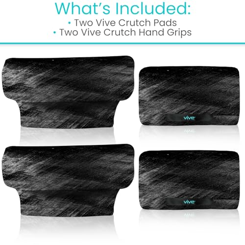 Vive Premium Crutch Pads & Hand Grips - Comfortable, Breathable, Machine Washable Padding - Moisture Wicking & Odor Reducing Pillow Accessory Covers for Adult & Youth Walking Crutches